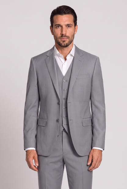 Terno Slim Italiano Poliviscose Cinza Médio