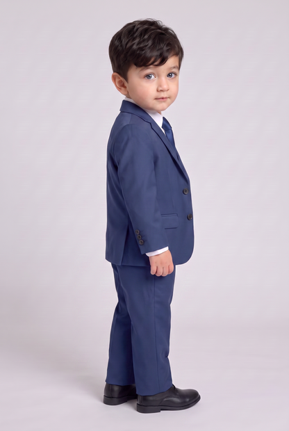 Terno Infantil Regular Italiano Microfibra Azul Indico - vista tres quartos lateral