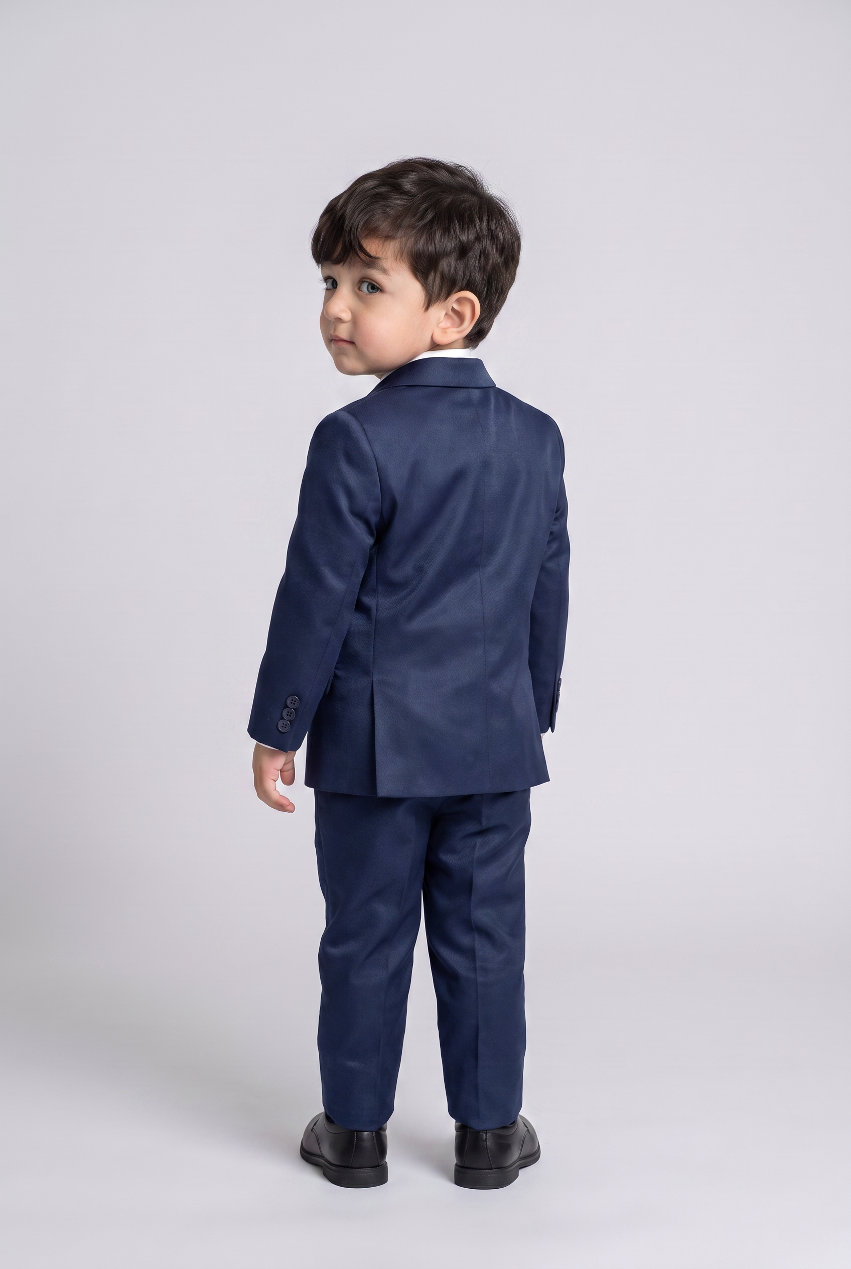 Costume infantil slim italiano poliviscose azul marinho - vista de costas