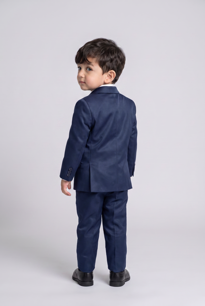 Costume infantil slim italiano poliviscose azul marinho - vista de costas