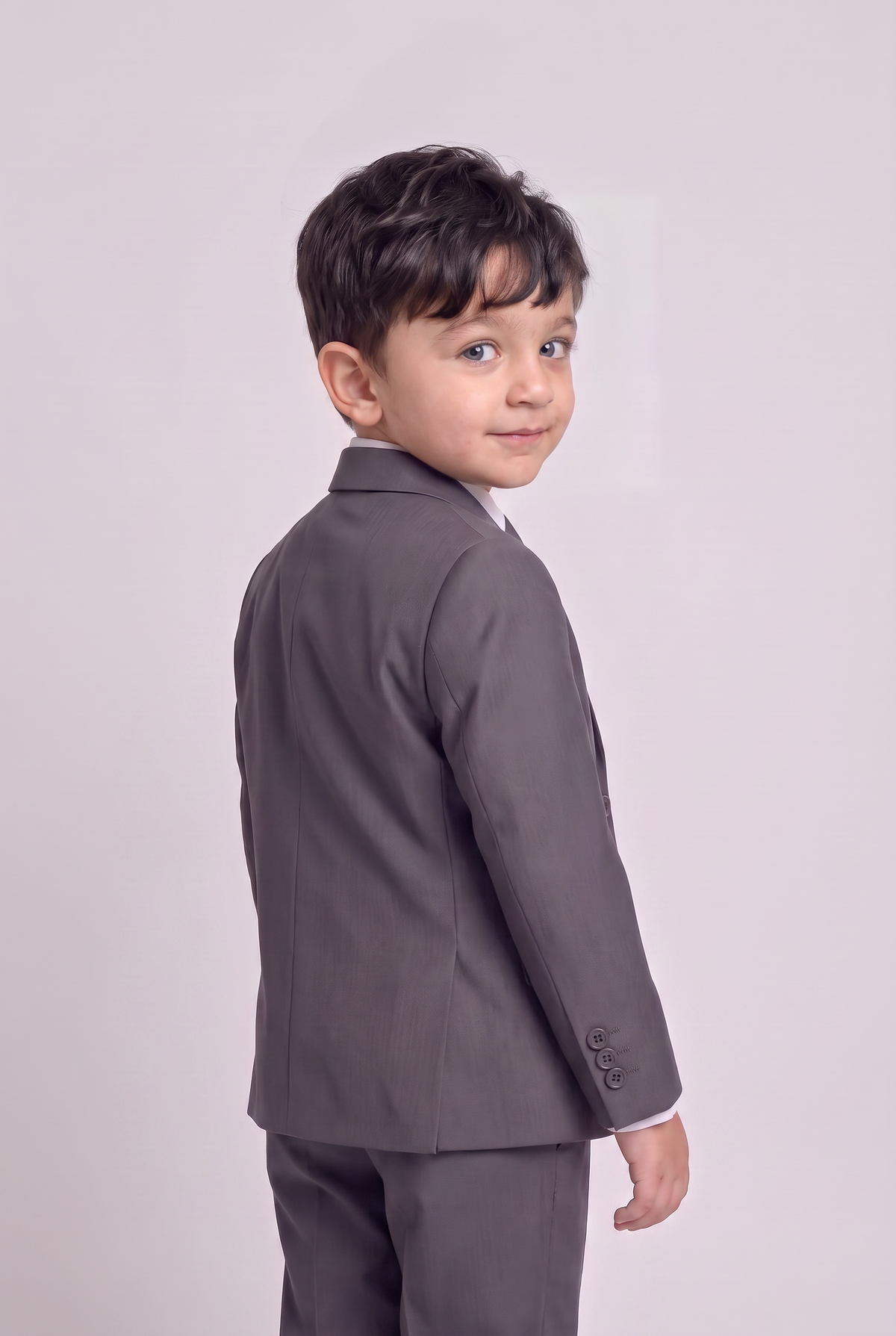 Terno Infantil Regular Italiano Microfibra Chumbo - costas