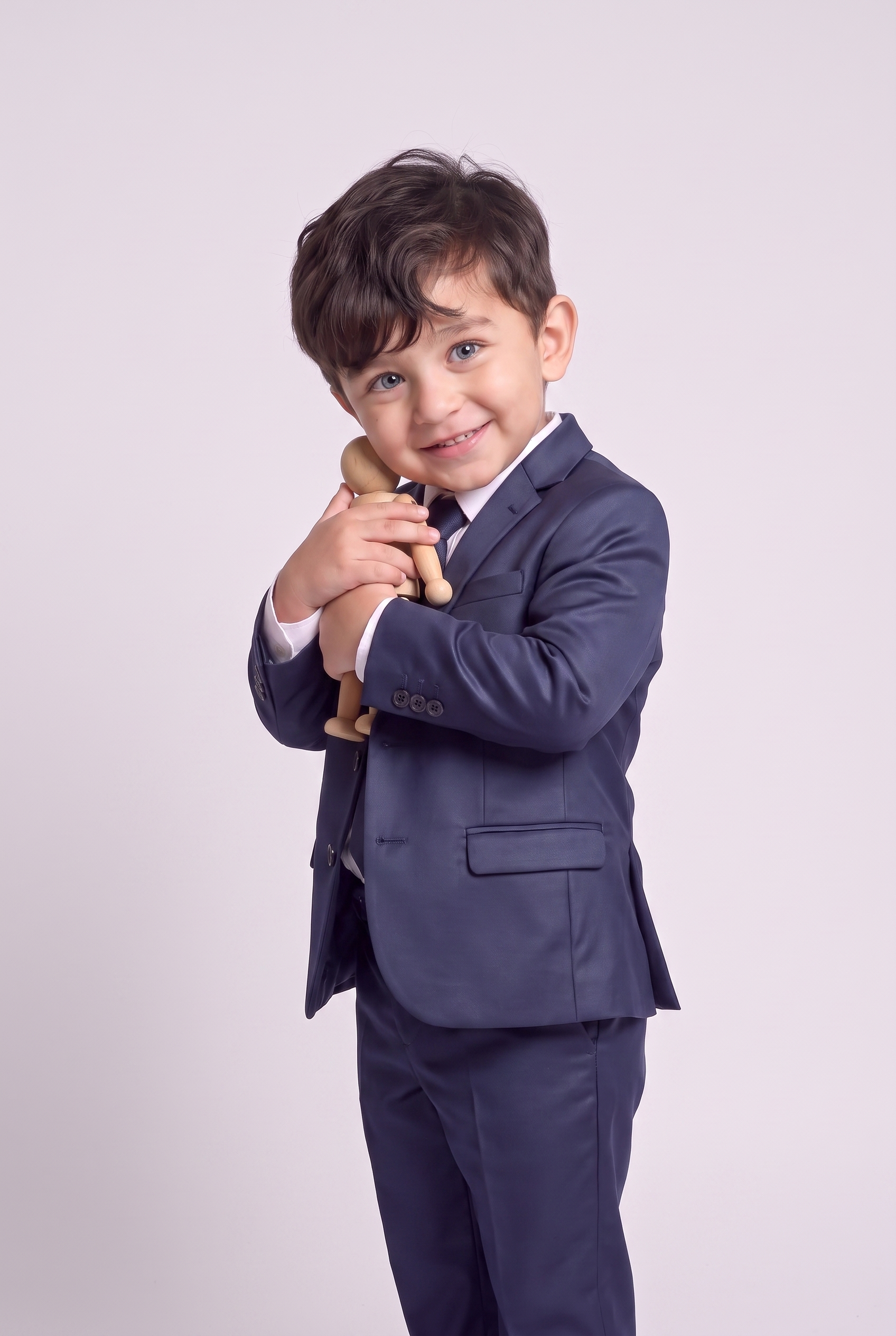 Costume Infantil Slim Italiano Poliviscose Azul Marinho - menino com brinquedo
