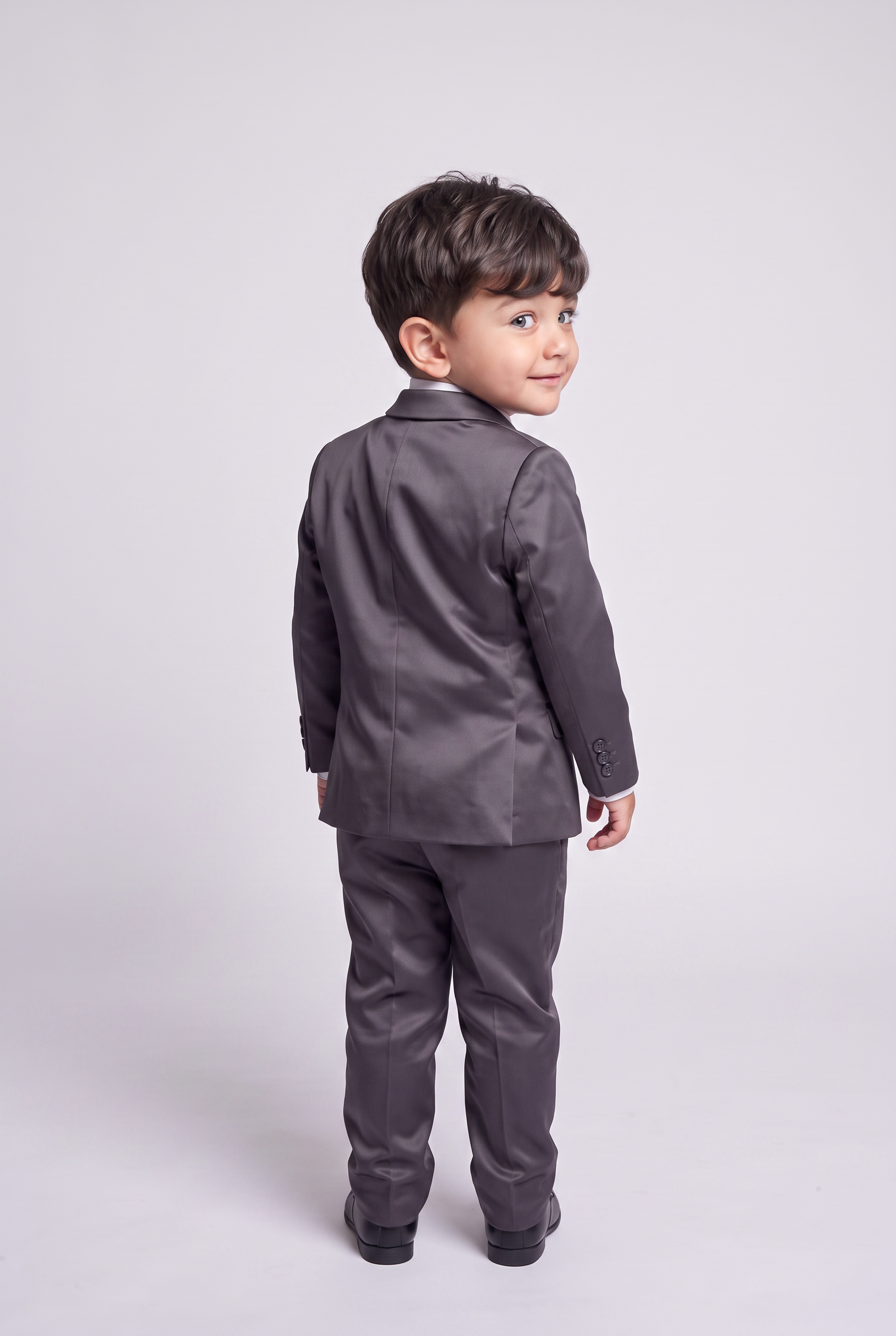 Terno Infantil Slim Italiano Poliviscose Chumbo - costas