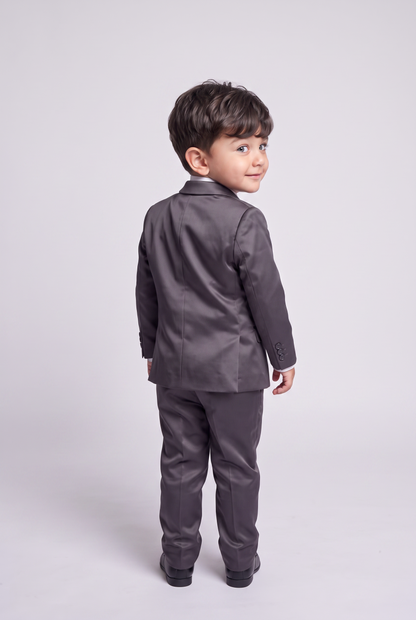 Terno Infantil Slim Italiano Poliviscose Chumbo - costas