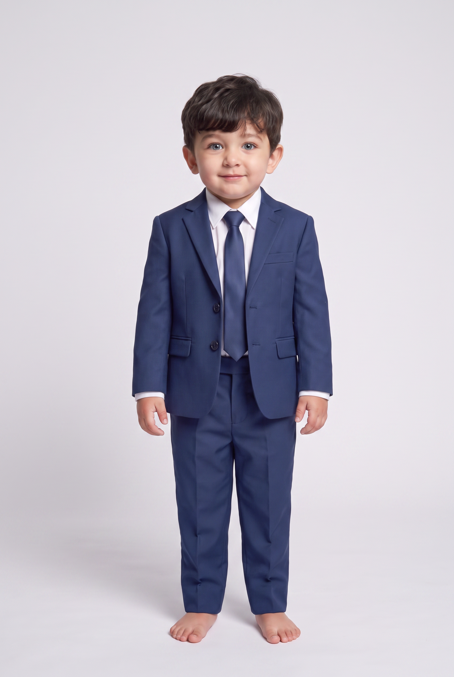 Costume Infantil Regular Italiano Microfibra Azul Indico - menino em pe