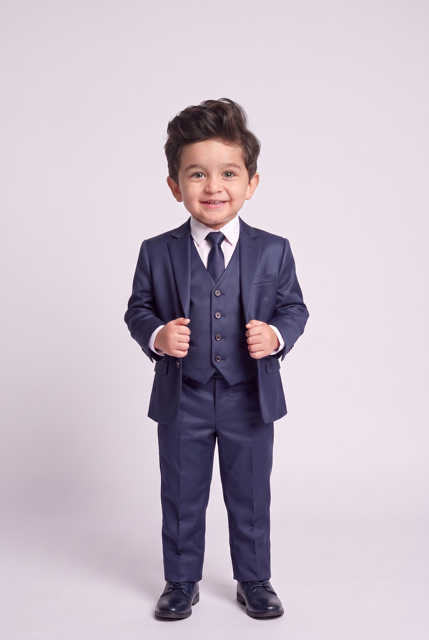 Terno Infantil Slim Italiano Poliviscose Azul Marinho - corpo inteiro de frente