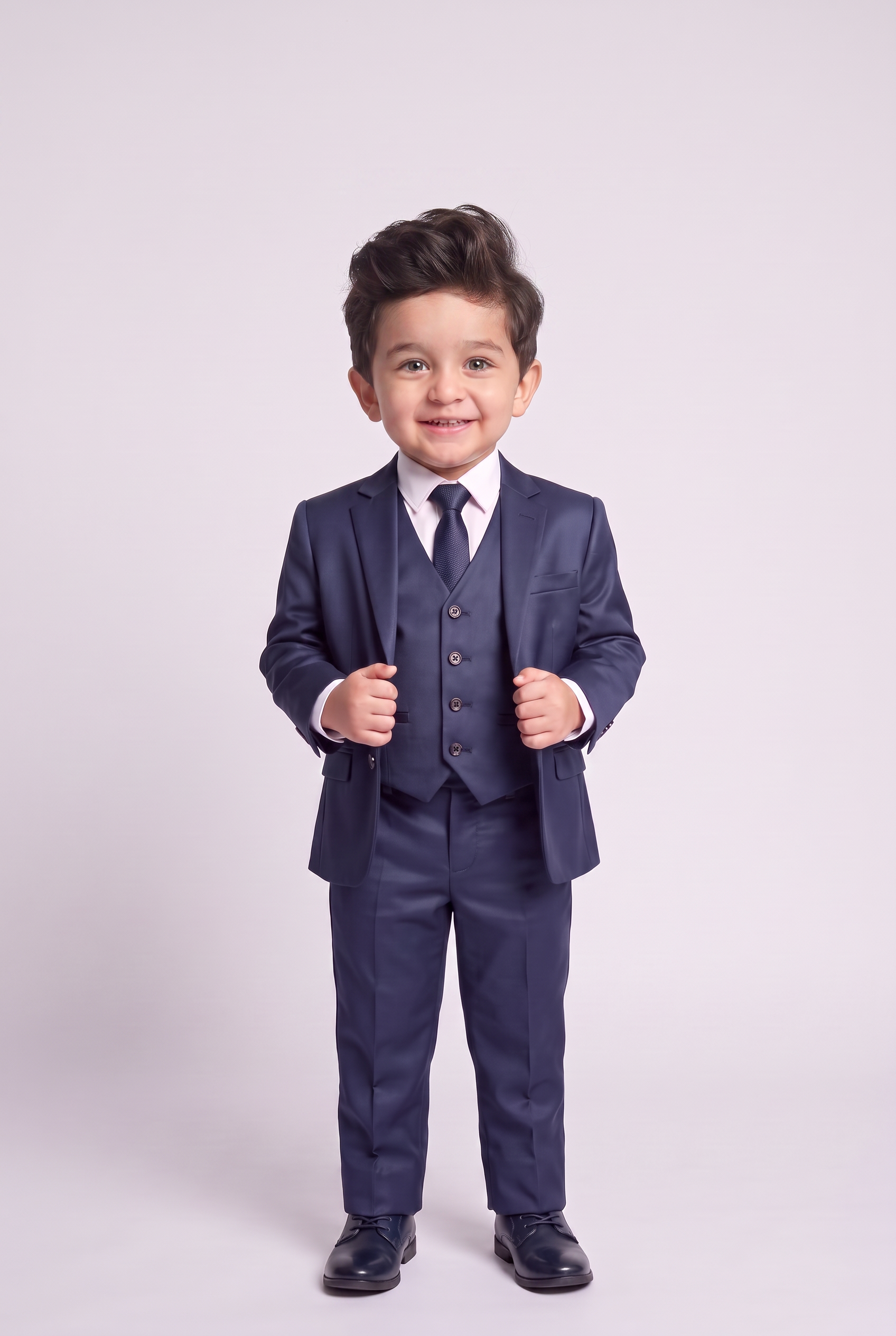 Terno Infantil Slim Italiano Poliviscose Azul Marinho - corpo inteiro de frente