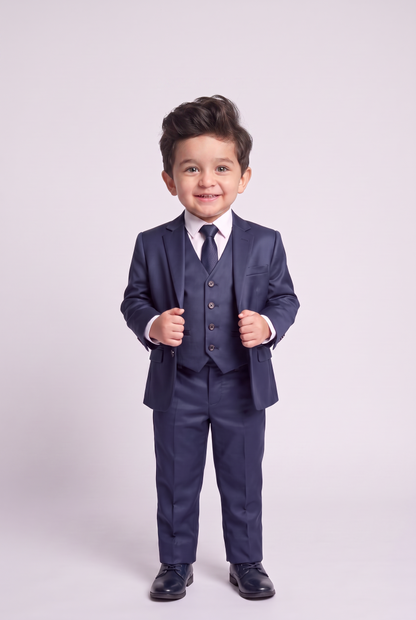 Terno Infantil Slim Italiano Poliviscose Azul Marinho - corpo inteiro de frente