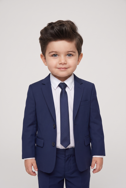 Costume infantil regular italiano microfibra azul marinho - frente