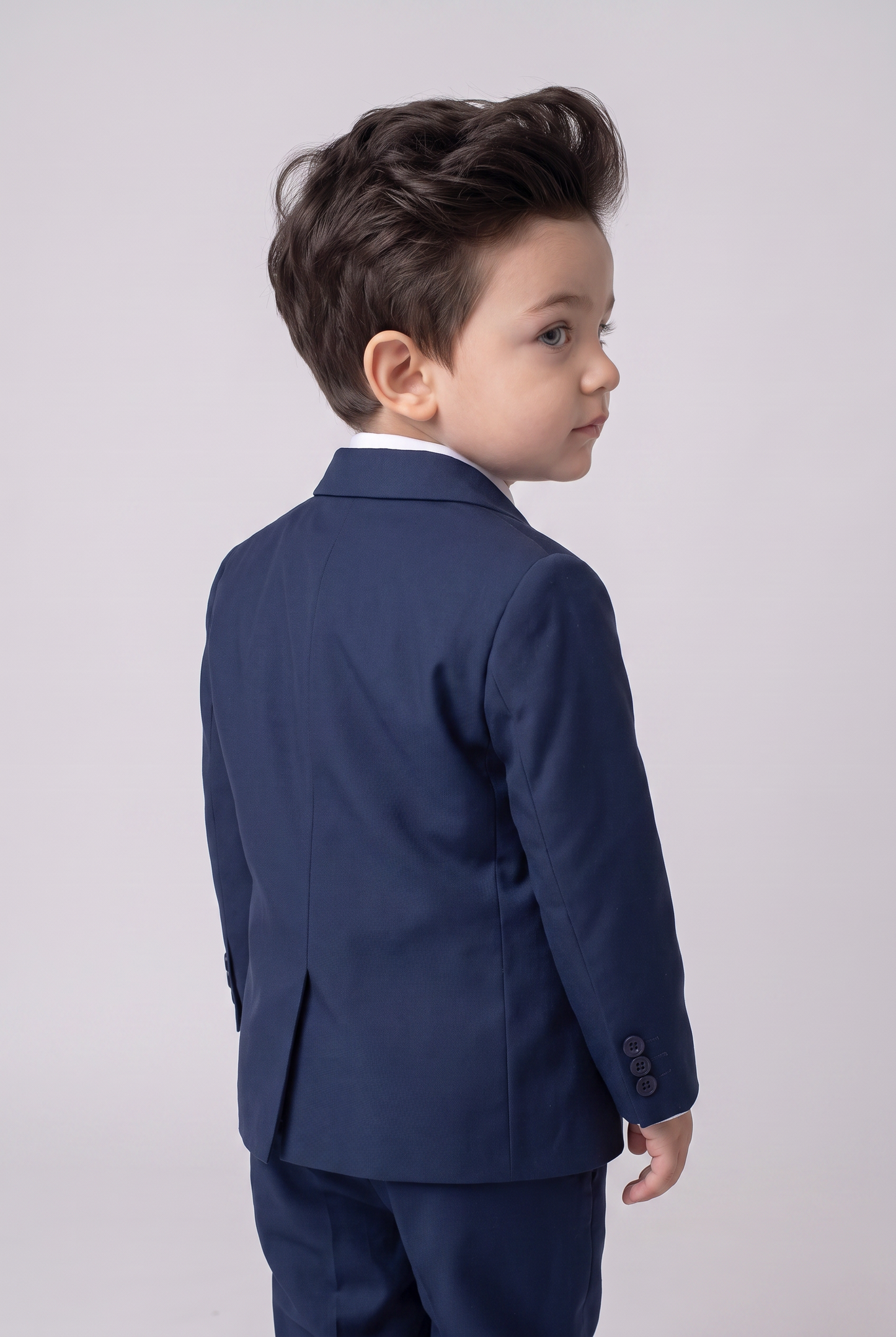 Costume infantil regular italiano microfibra azul marinho - costas