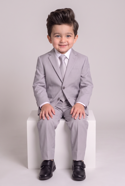 Costume infantil regular italiano microfibra cinza claro - sentado