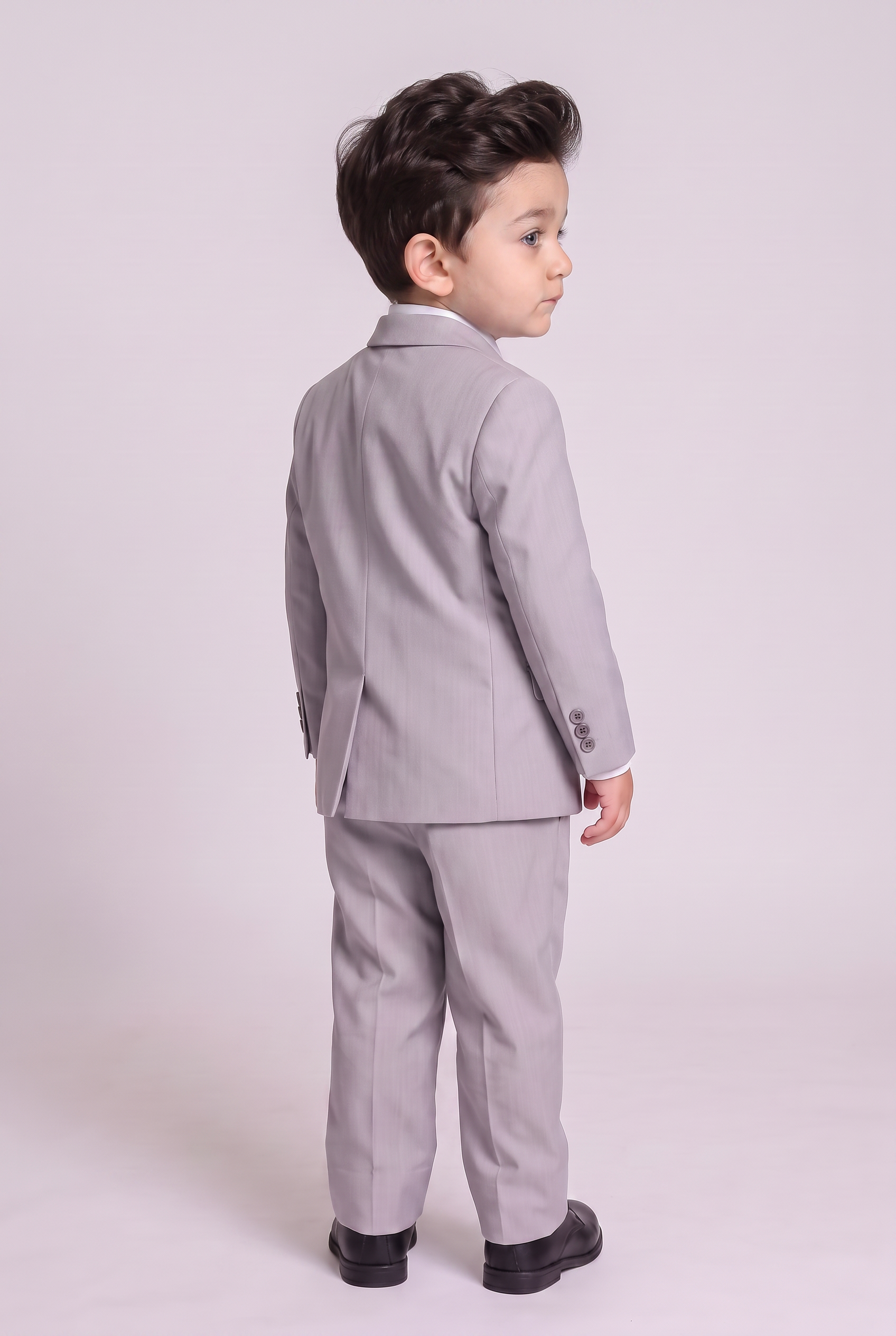 Costume infantil regular italiano microfibra cinza claro - costas