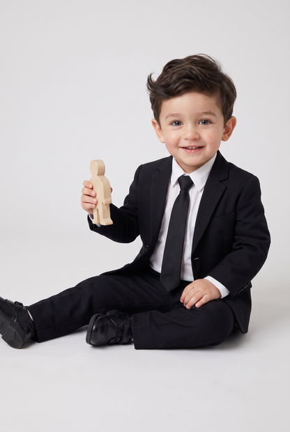 Costume infantil regular italiano microfibra preto - sentado