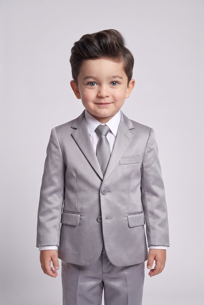 Costume Infantil Slim Italiano Poliviscose Cinza Claro - frente