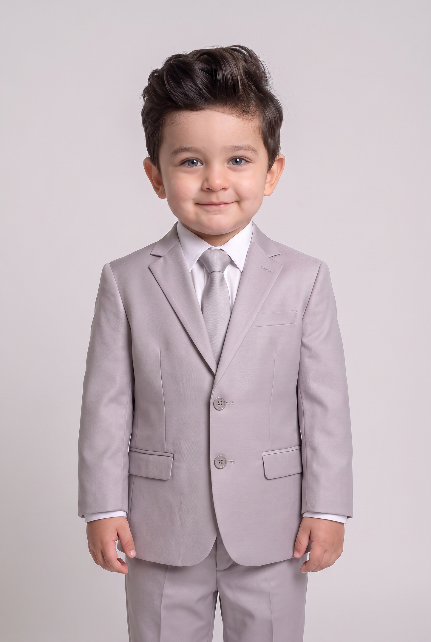 Costume Infantil Slim Italiano Poliviscose Cinza Claro - corpo inteiro