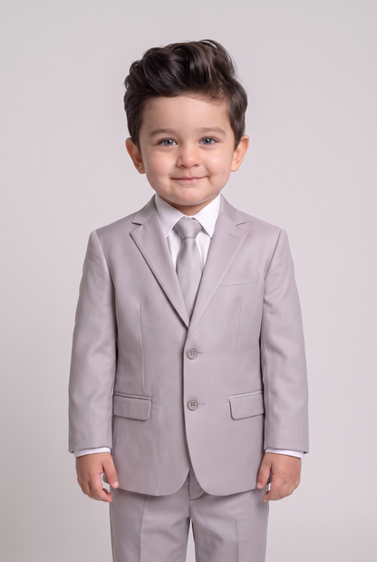 Costume Infantil Slim Italiano Poliviscose Cinza Claro - corpo inteiro