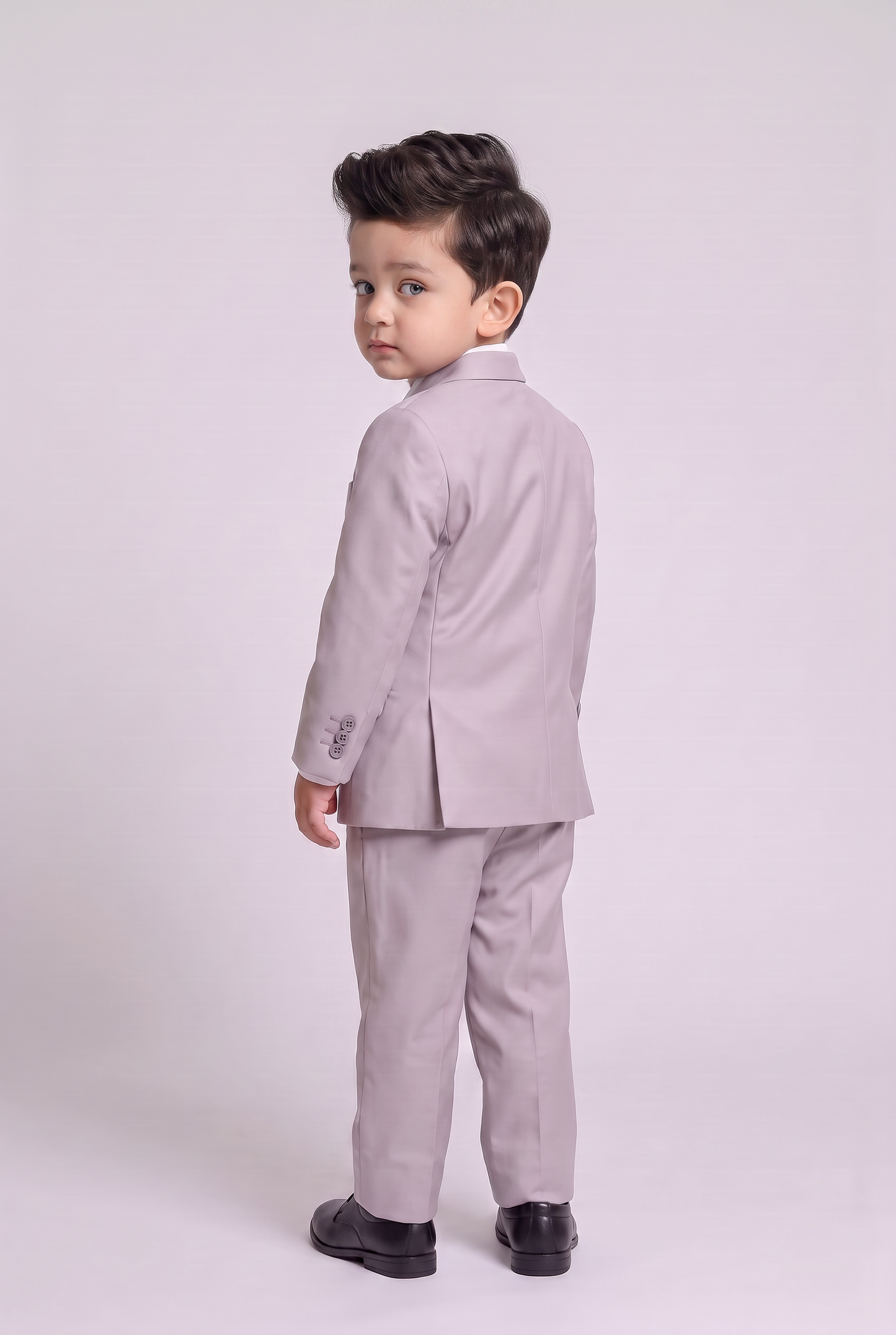 Costume Infantil Slim Italiano Poliviscose Cinza Claro - costas