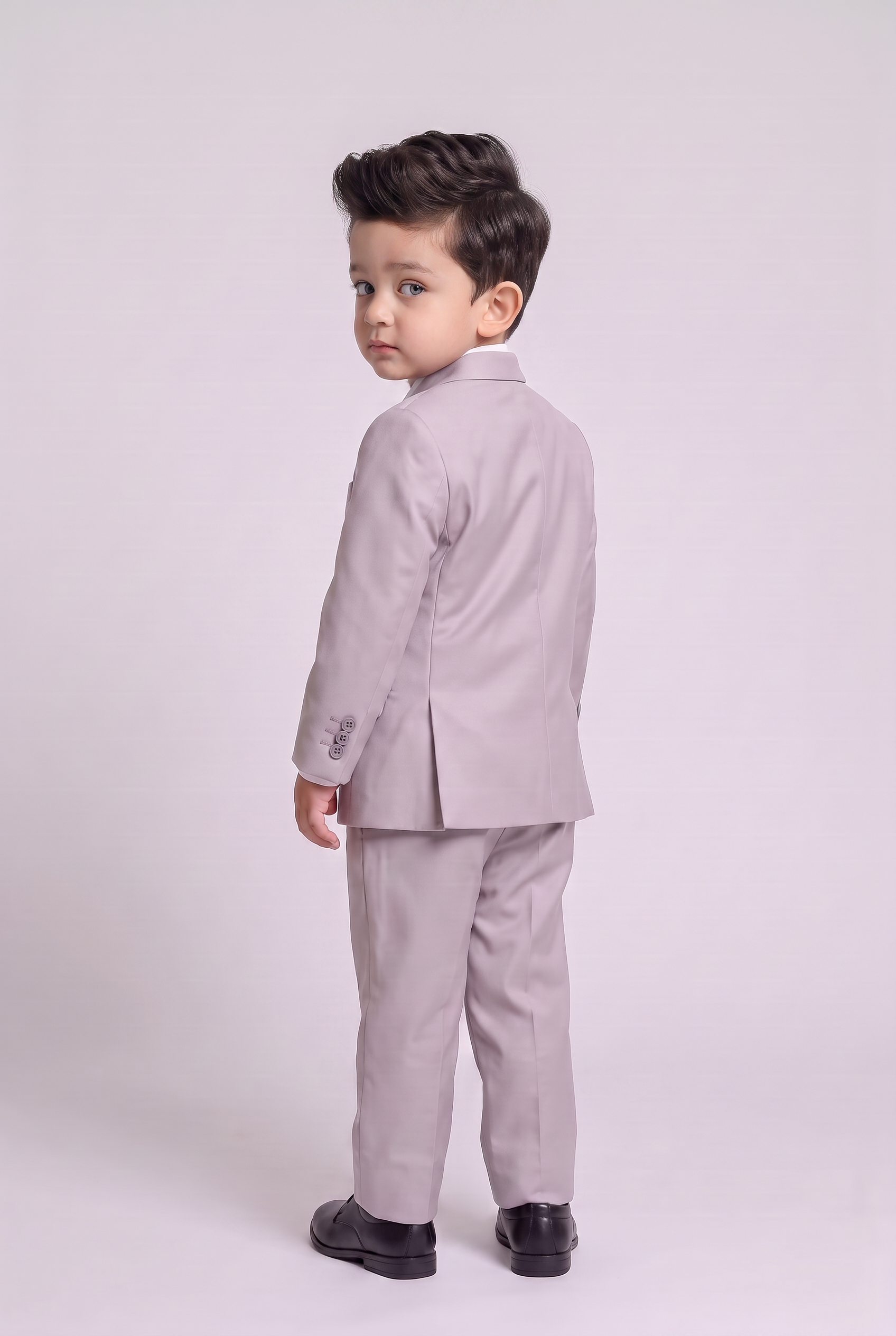 Costume Infantil Slim Italiano Poliviscose Cinza Claro - costas