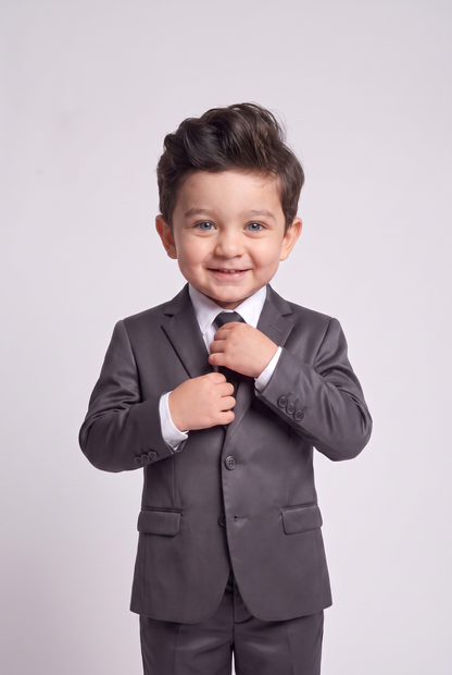 Costume Infantil Slim Italiano Poliviscose Grafite - detalhe gravata
