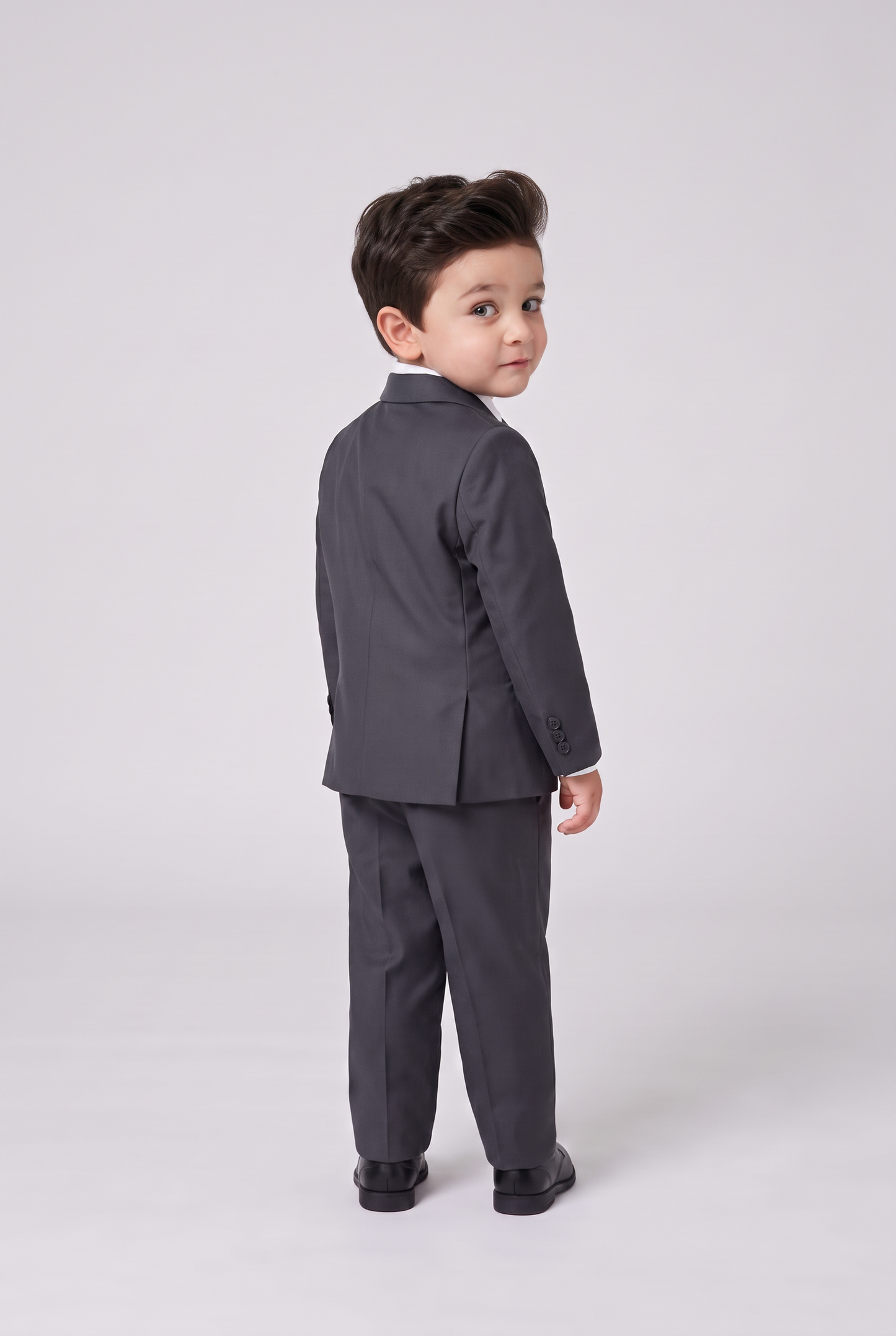 Costume Infantil Slim Italiano Poliviscose Grafite - costas
