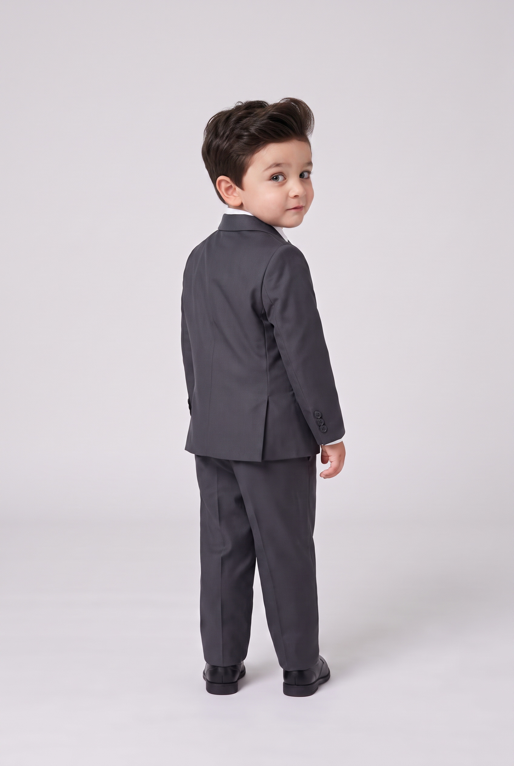 Costume Infantil Slim Italiano Poliviscose Grafite - costas