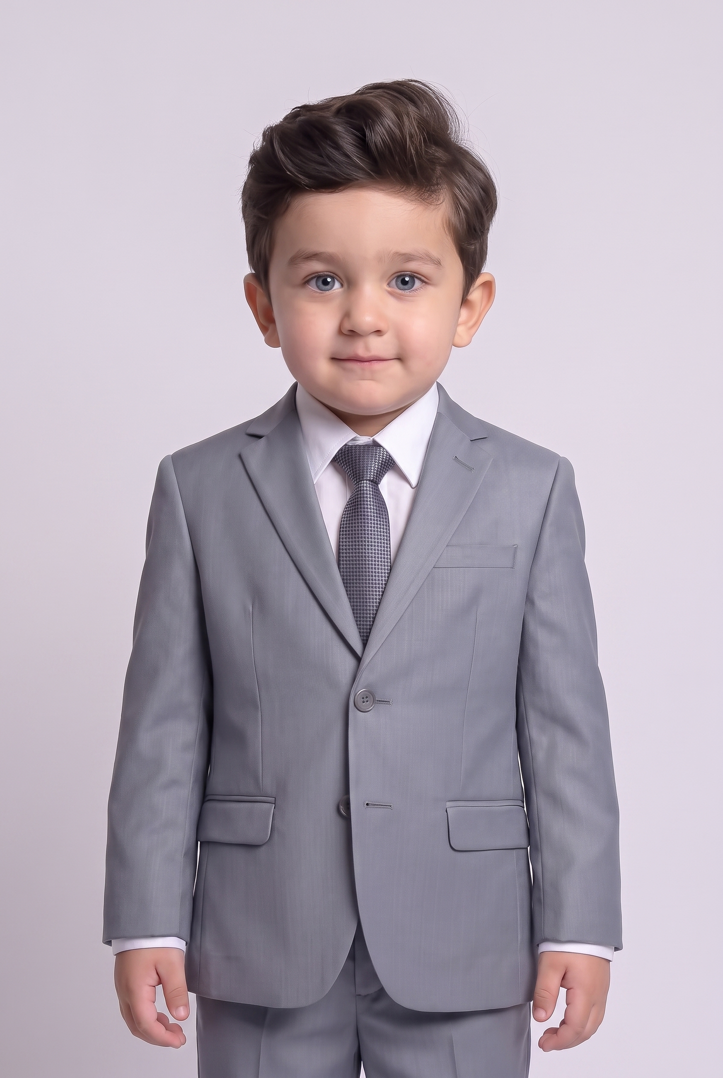 Costume Infantil Slim Italiano Poliviscose Cinza Médio - frente
