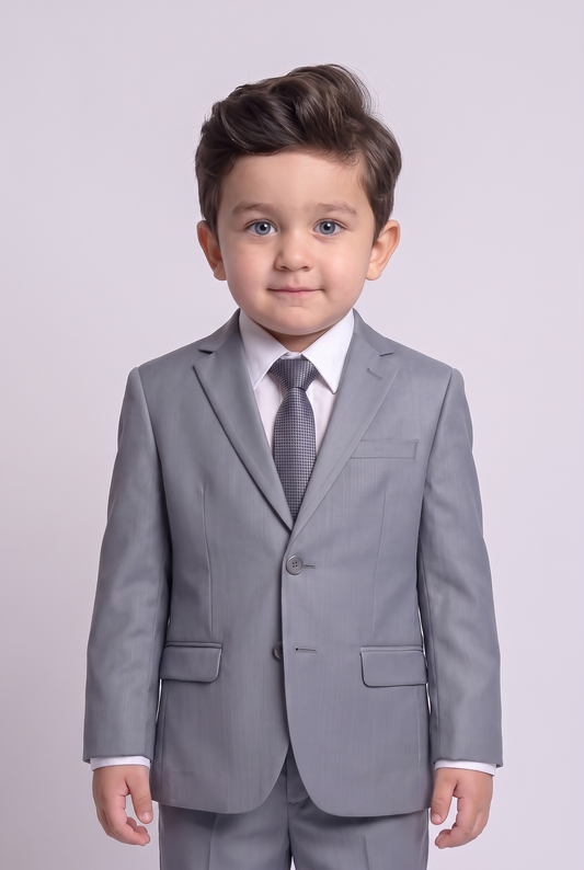 Costume Infantil Slim Italiano Poliviscose Cinza Médio - frente
