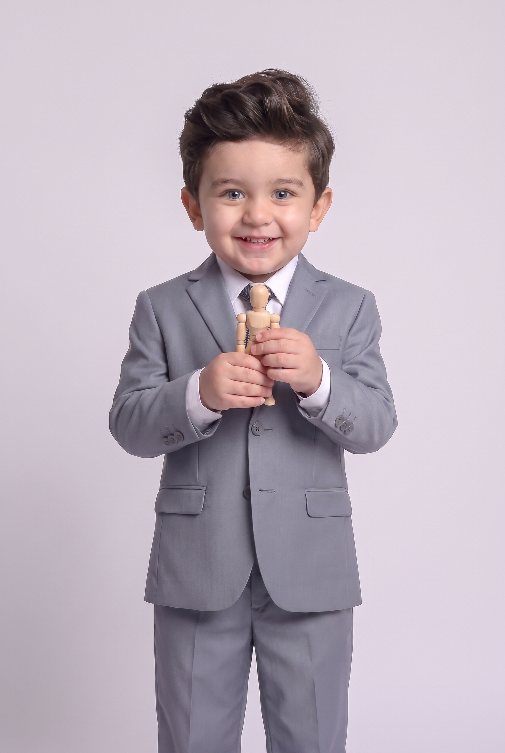 Costume Infantil Slim Italiano Poliviscose Cinza Médio - detalhe