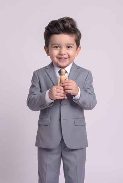 Costume Infantil Slim Italiano Poliviscose Cinza Médio - detalhe