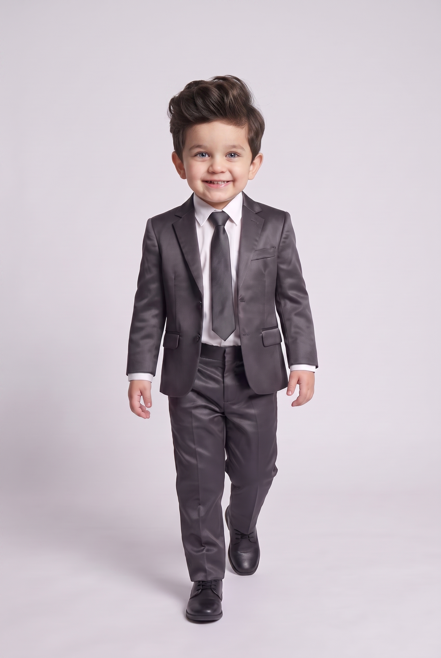 Costume Infantil Slim Italiano Poliviscose Chumbo - menino em pe corpo inteiro