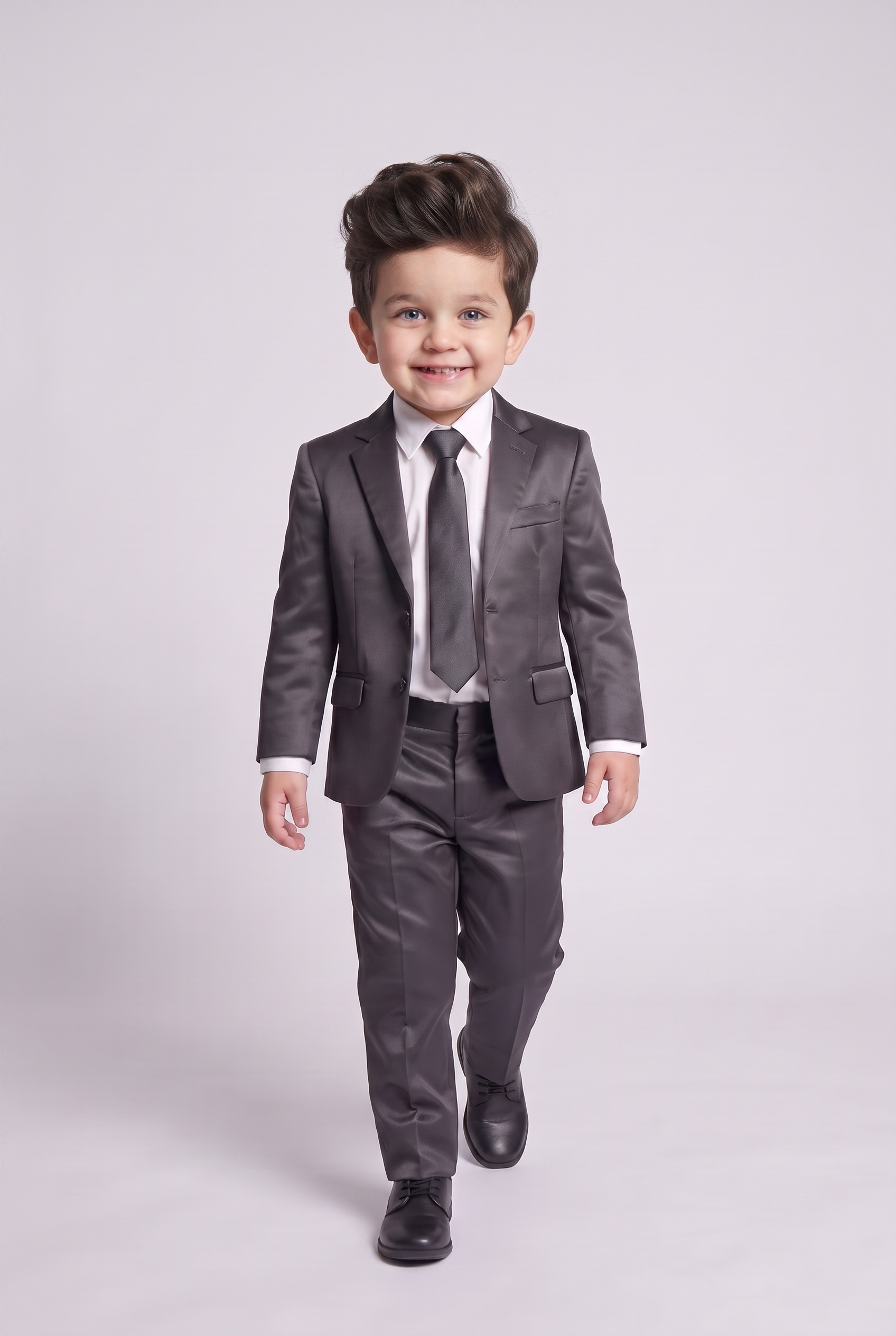 Costume Infantil Slim Italiano Poliviscose Chumbo - menino em pe corpo inteiro