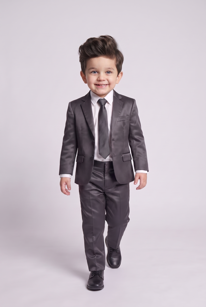 Costume Infantil Slim Italiano Poliviscose Chumbo - menino em pe corpo inteiro