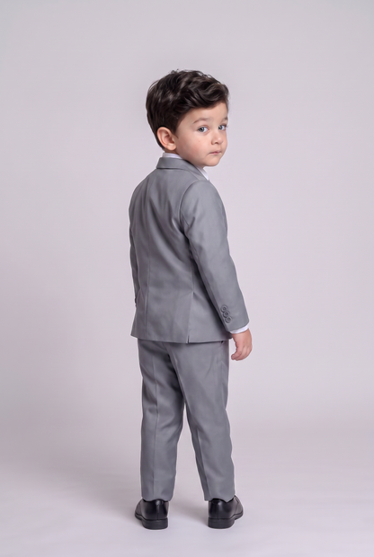 Costume Infantil Slim Italiano Poliviscose Cinza Médio - costas