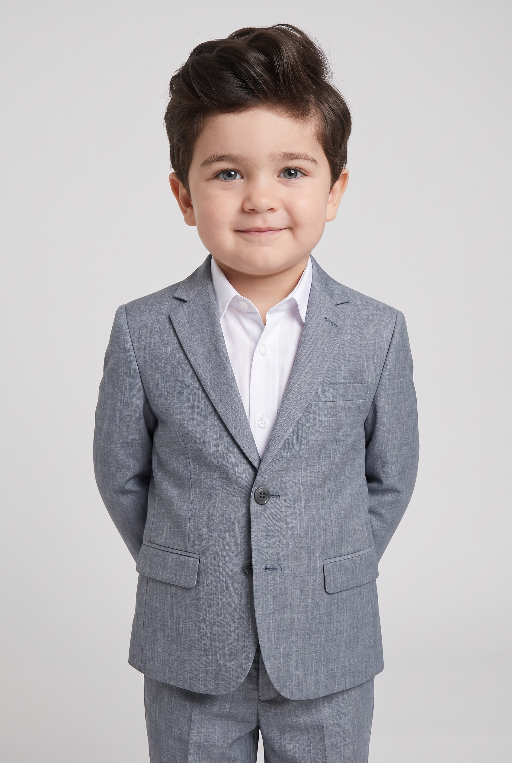 Costume Infantil Slim Italiano Melange Cinza Médio - menino de 2 anos