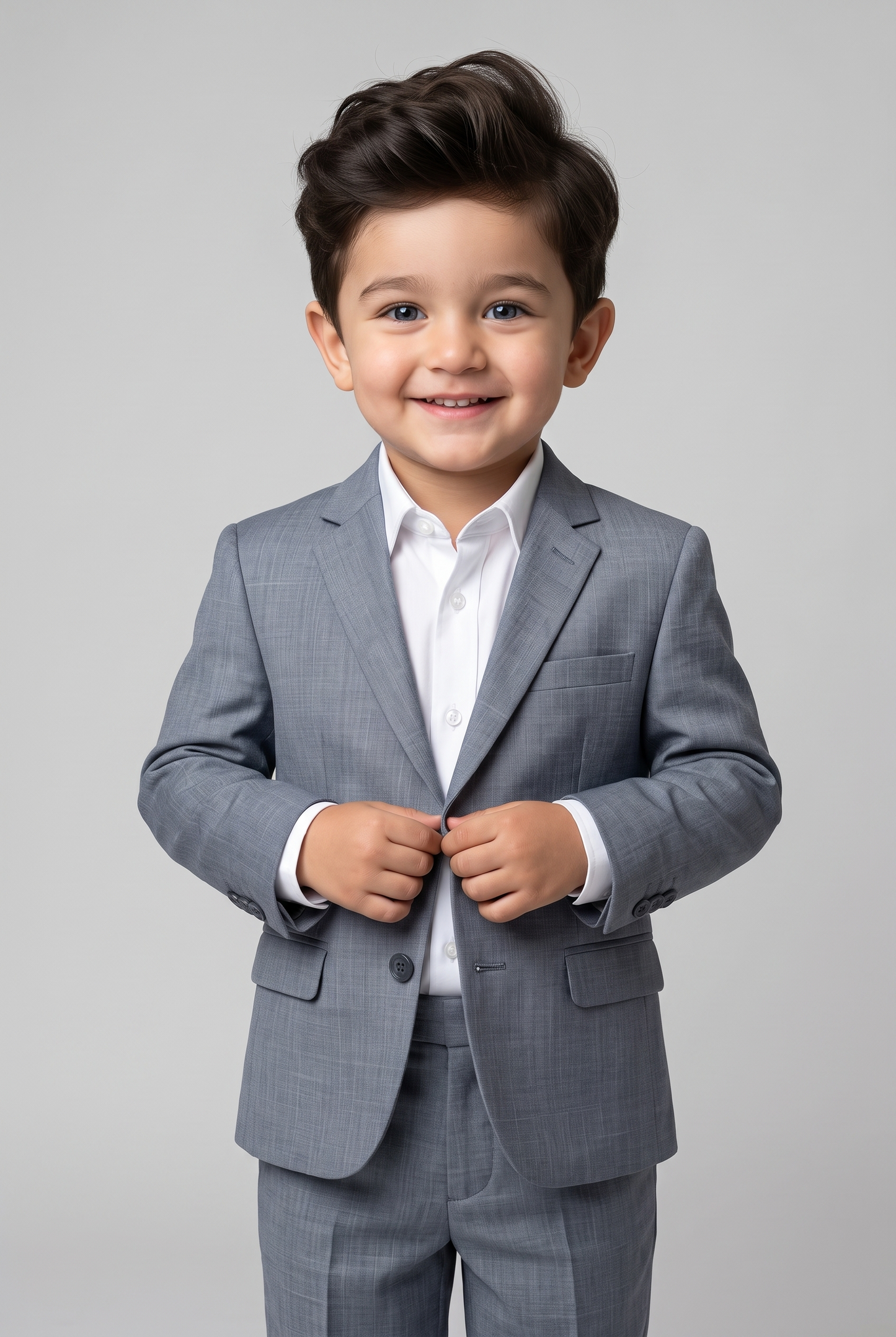 Costume Infantil Slim Italiano Melange Cinza Médio - detalhe do paleto