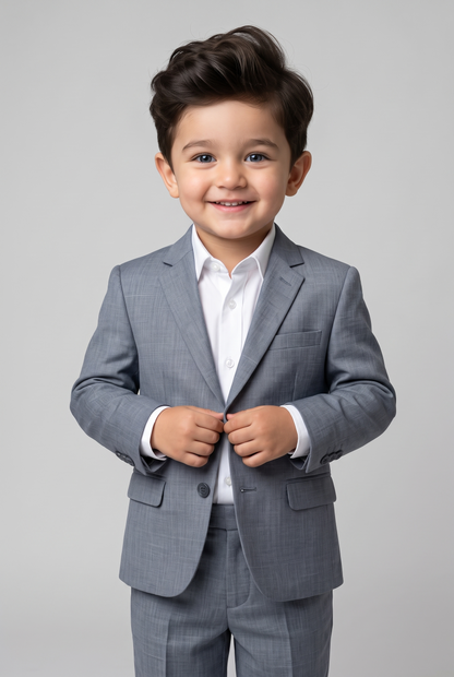 Costume Infantil Slim Italiano Melange Cinza Médio - detalhe do paleto