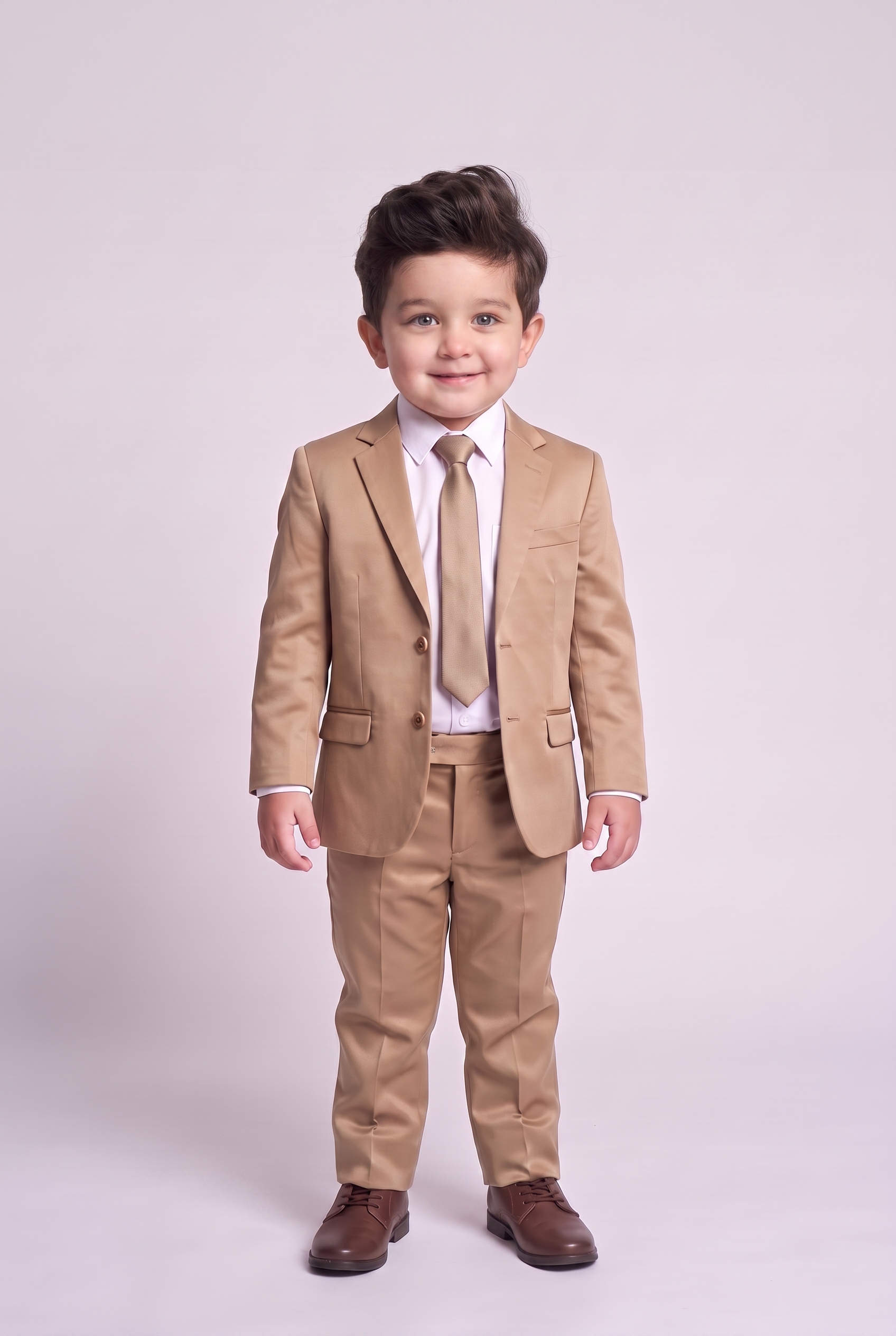 Costume Infantil Slim Italiano Poliviscose Caqui - corpo inteiro frente