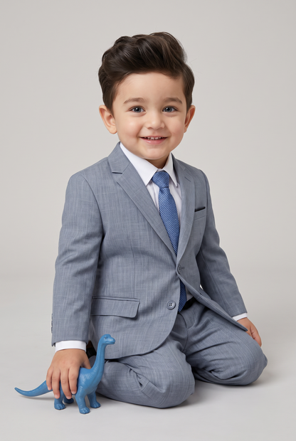 Costume Infantil Slim Italiano Melange Cinza Médio - menino brincando