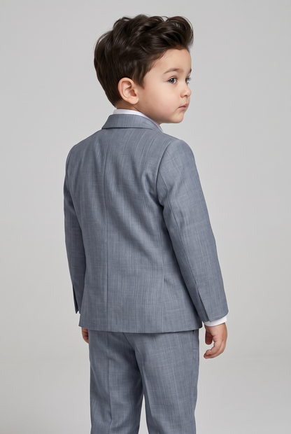 Costume Infantil Slim Italiano Melange Cinza Médio - vista de costas