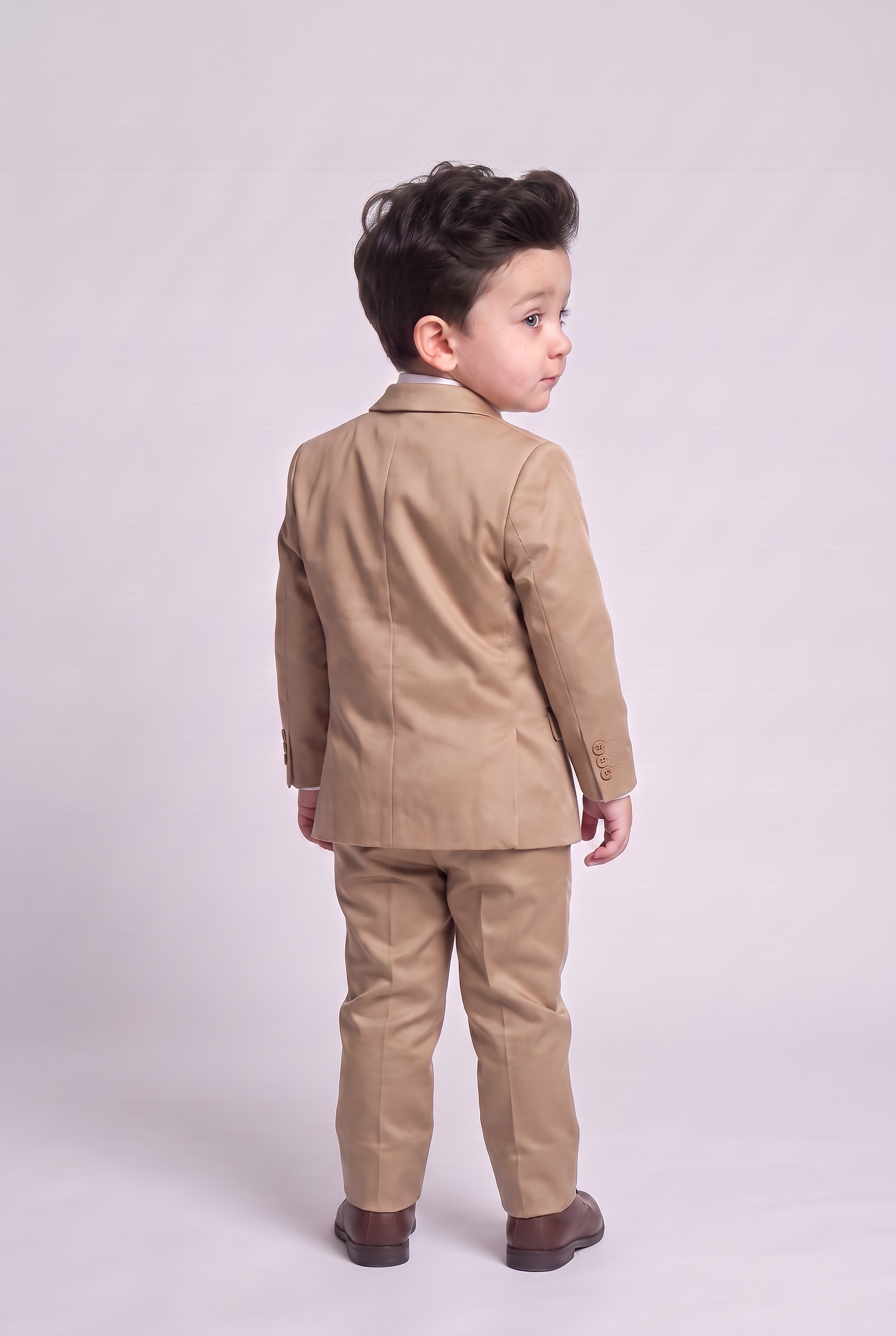 Costume Infantil Slim Italiano Poliviscose Caqui - vista de costas