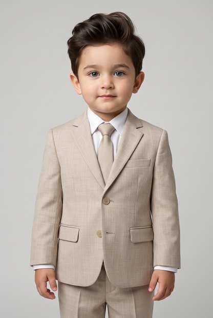 Costume Infantil Slim Italiano Melange Bege - menino de 2 anos