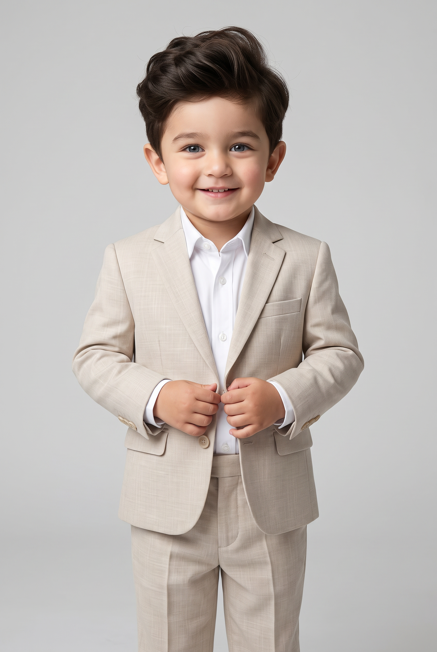 Costume Infantil Slim Italiano Melange Bege - ajeitando o paleto