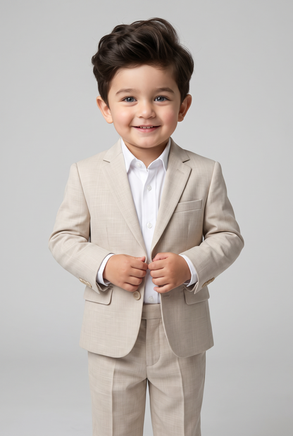 Costume Infantil Slim Italiano Melange Bege - ajeitando o paleto
