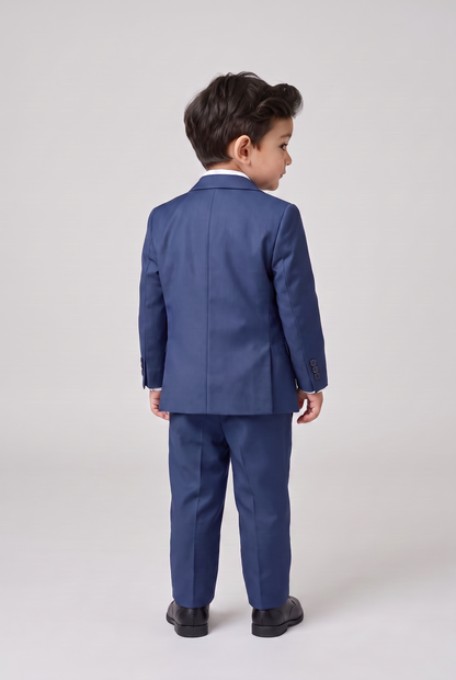 Costume Infantil Slim Italiano Poliviscose Azul Indico - vista de costas