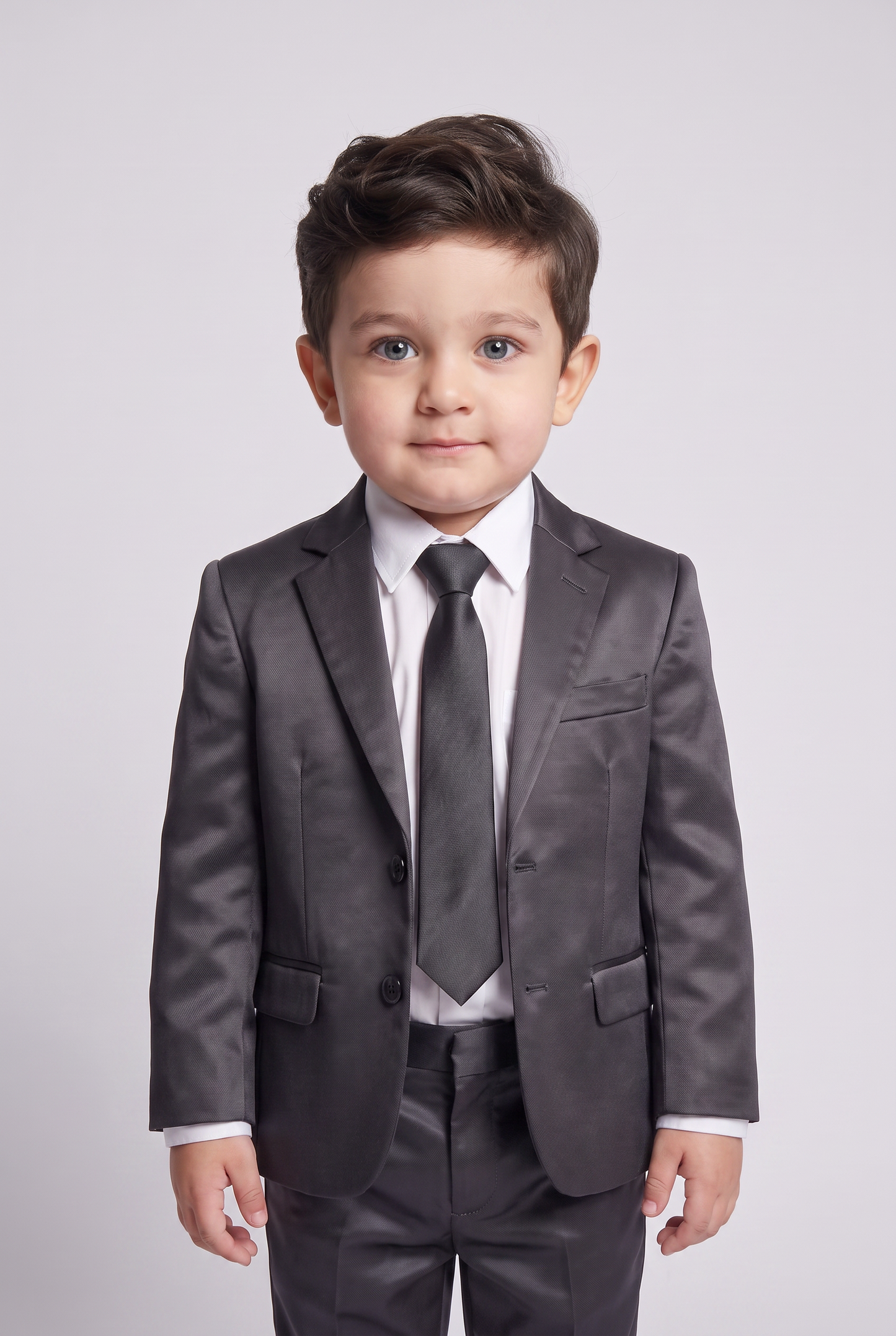 Costume Infantil Slim Italiano Poliviscose Chumbo - Nicolas de frente