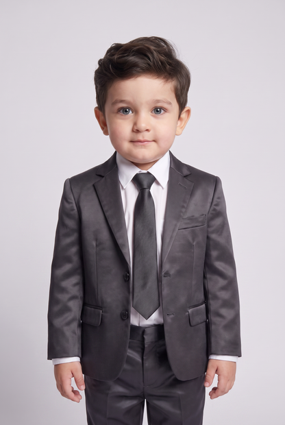 Costume Infantil Slim Italiano Poliviscose Chumbo - Nicolas de frente