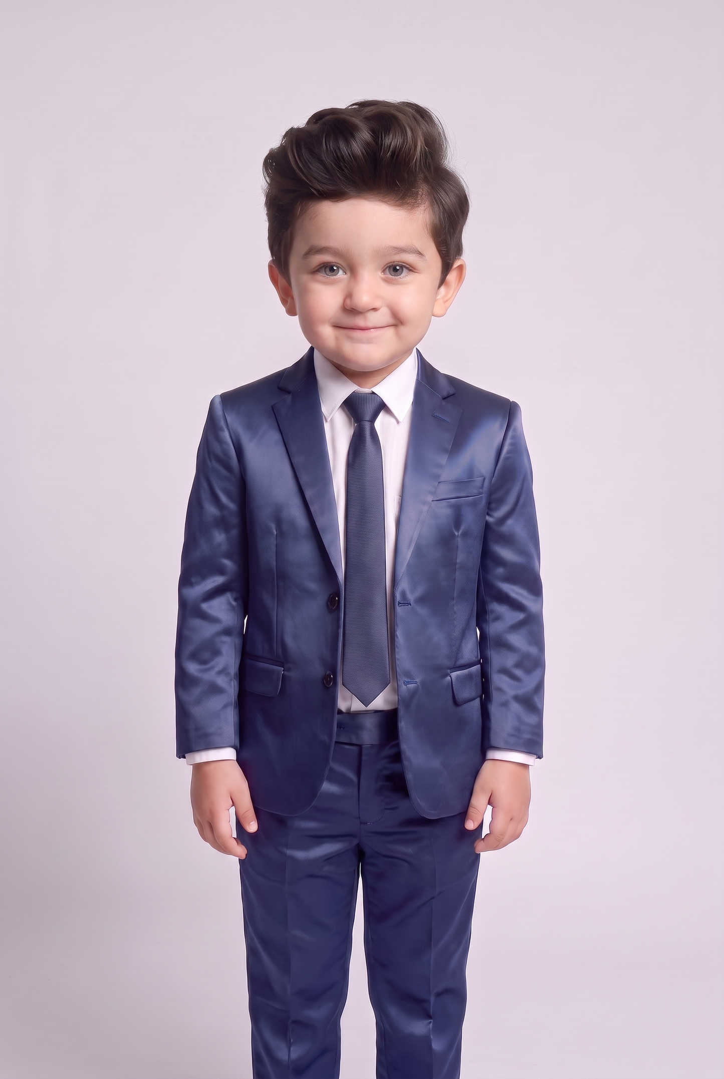 Costume Infantil Slim Italiano Poliviscose Azul Indico - menino em pe corpo inteiro