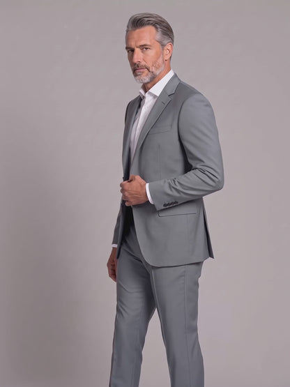Costume Regular Italiano Microfibra Cinza Médio em movimento