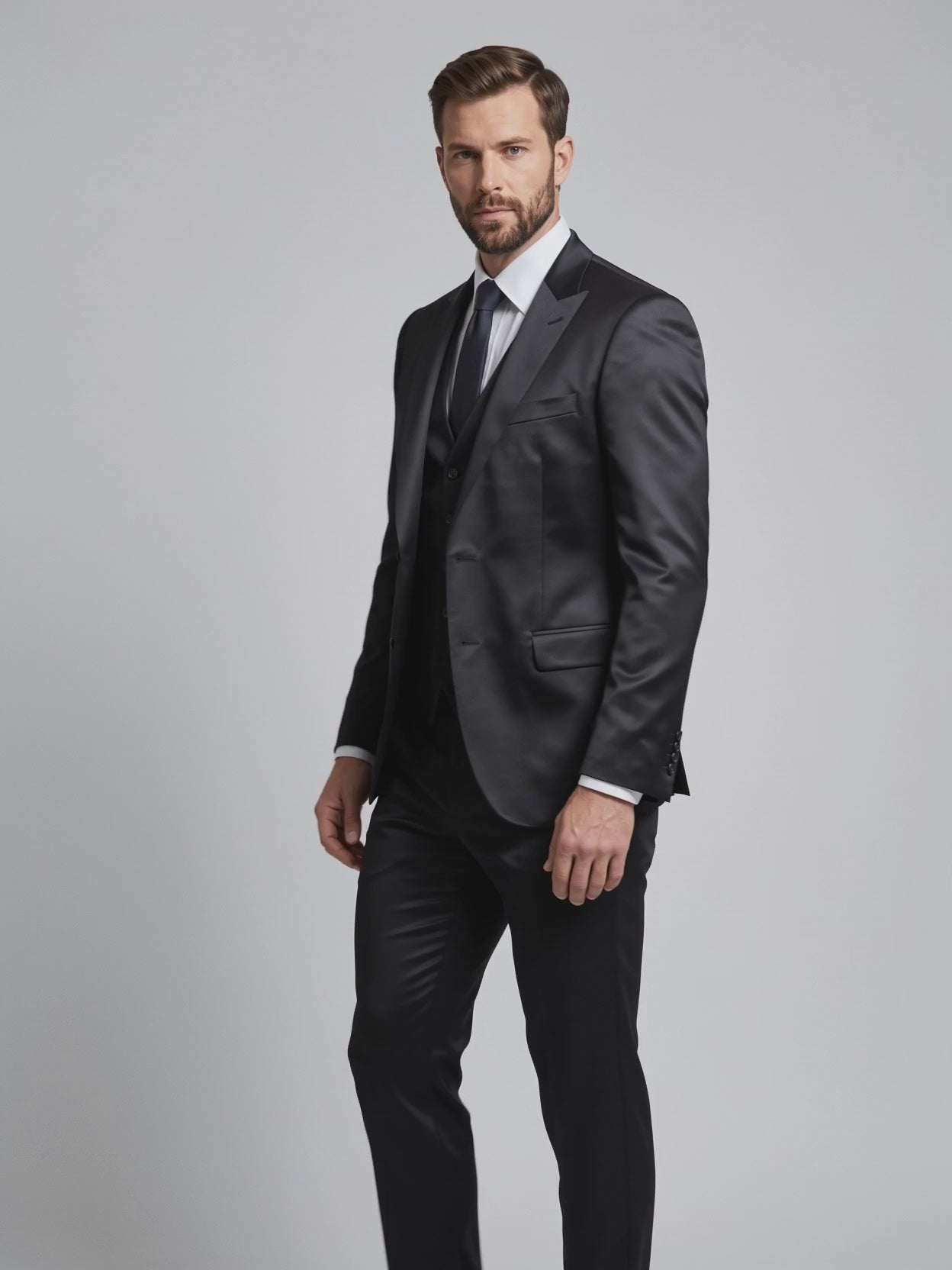 Terno Slim Italiano Prada - Preto em movimento
