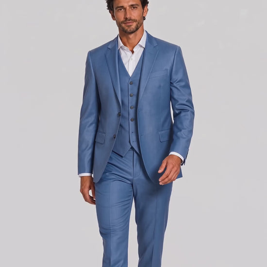 Terno Slim Italiano Poliviscose Azul Índico em movimento